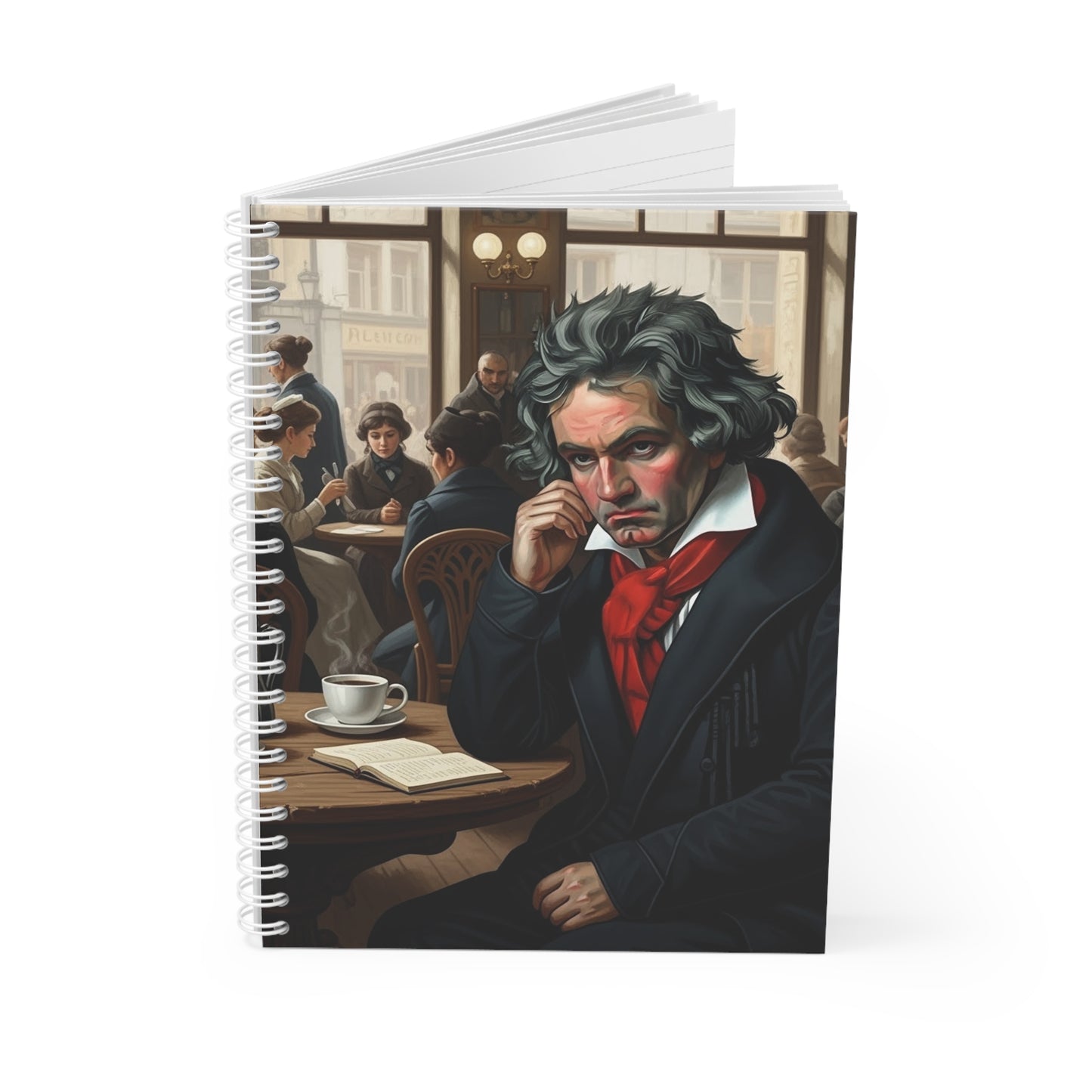Beethoven Inspired Spiral Notebook | Music Lover's Journal, Gift for Musicians, Artful Stationery, Classic Music Notes, Creative Writing