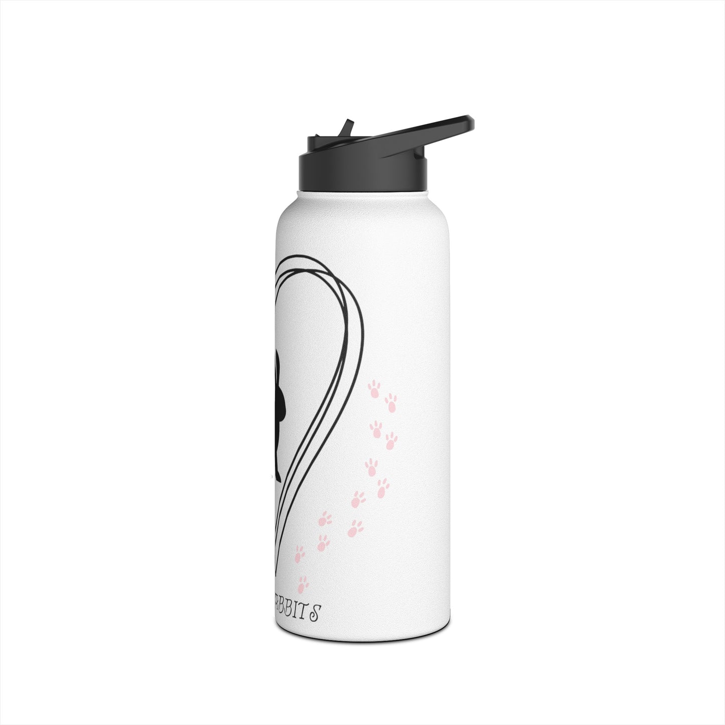 "I love rabbits" Stainless Steel Water Bottle, Standard Lid