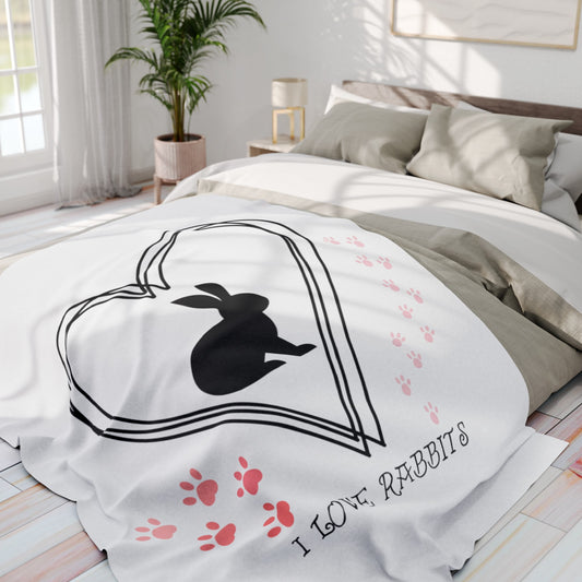 "I love rabbits" Fleece Blanket